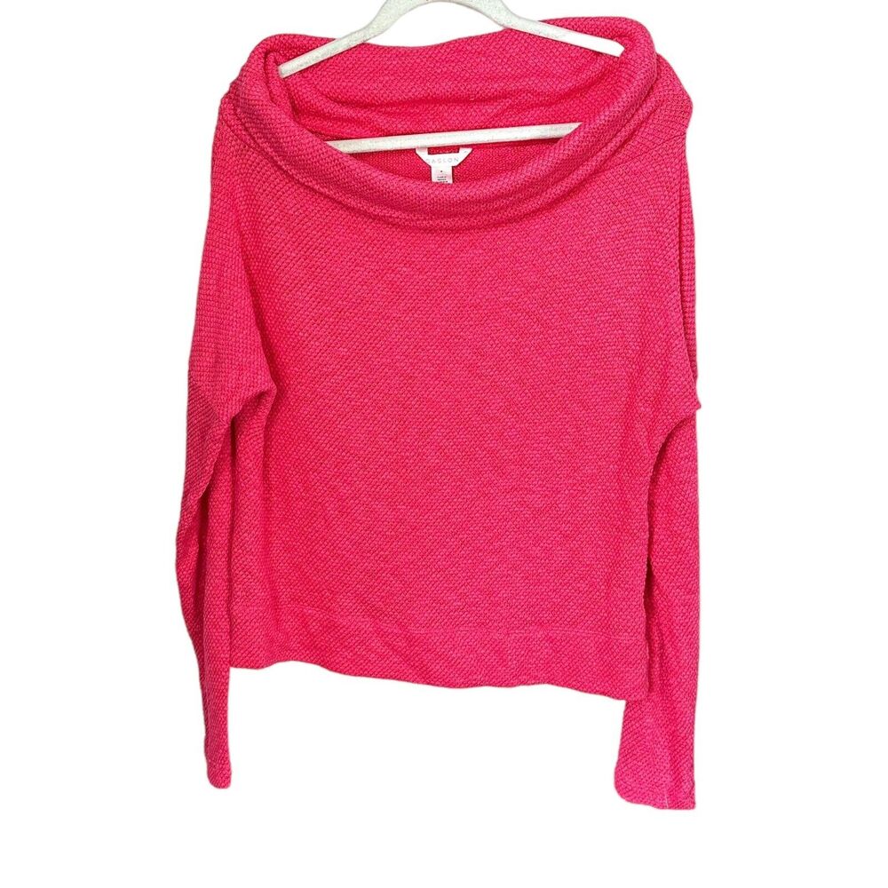Caslon Womens Sz M Pink 3-in-1 Cowl Neck Off Shoulder Knit Sweater Convertible